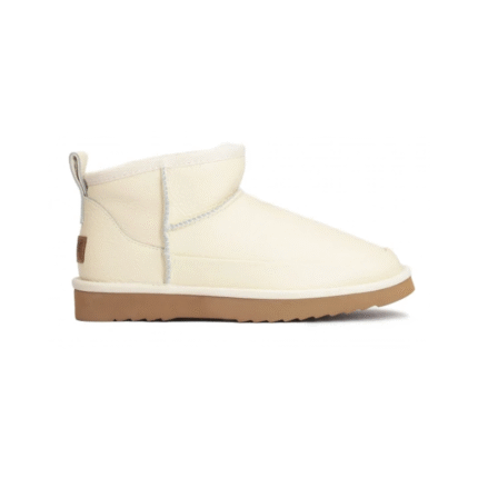 UGG Classic Ultra Mini Platform Leather Boots - White/Cream