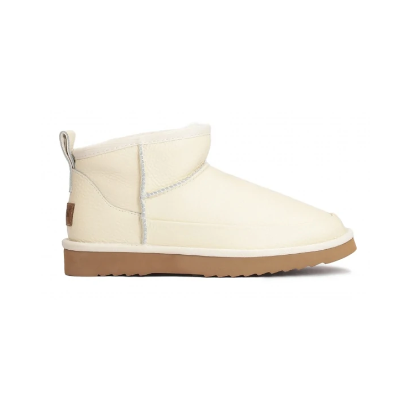 Untitled-design-97.png UGG Classic Ultra Mini Platform Leather Boots - White/Cream - Image 1