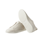 Zegna Grey Mélange Suede Triple Stitch Off White - Image 5