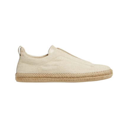 Zegna Triple Stitch Linen & Leather Off White Espadrilles